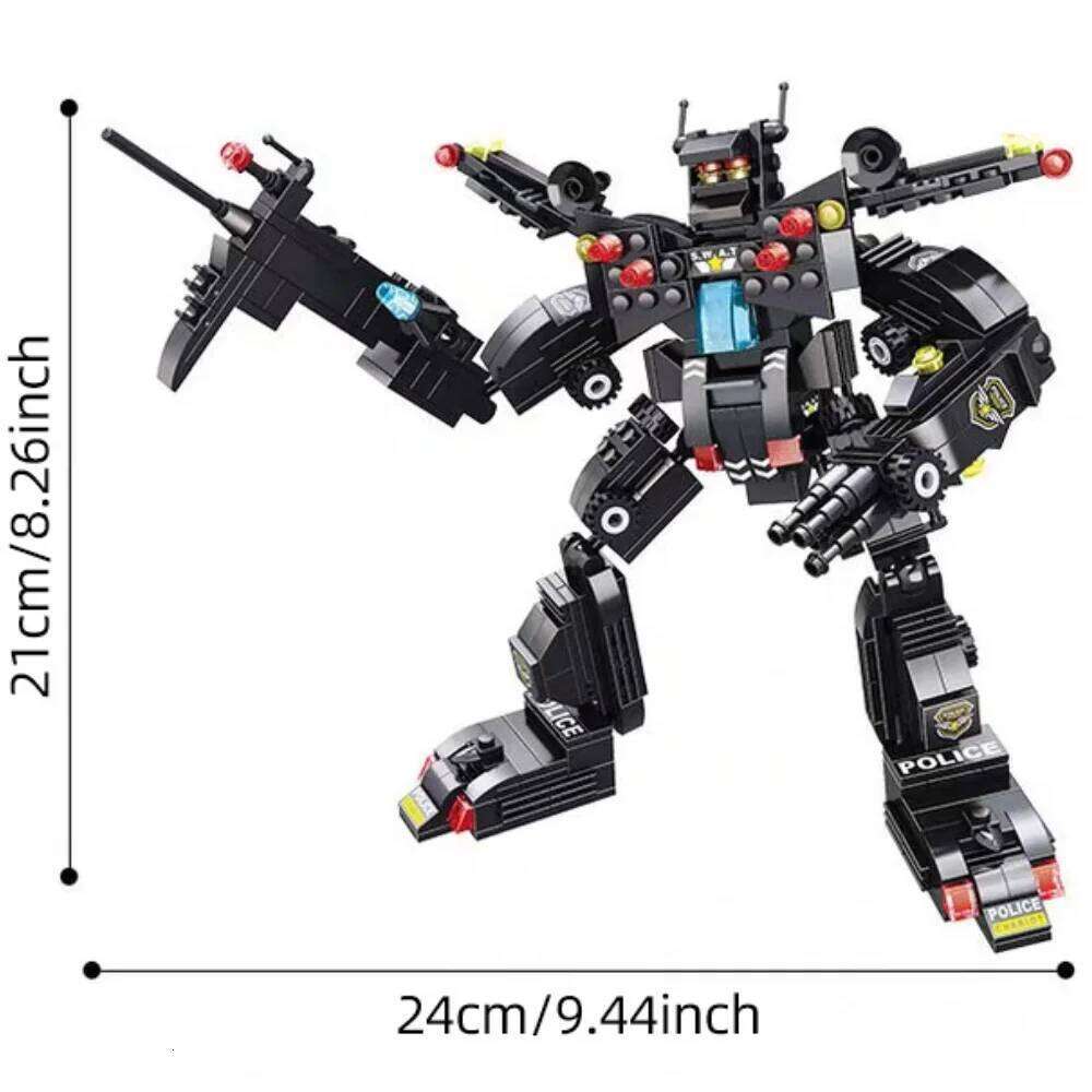 TOYLINX 596PCS Transformation Toys DIY Robot Car Bricks Alloy Plastic City Police Station Building Blocks Children Birthday Gift Z260305