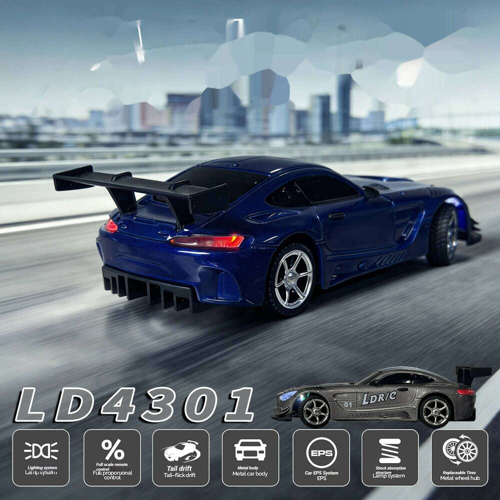 LDR/C 4301 1/43 Mini Drift RC Alloy Desktop 2.4G Racing 3CH Full Scale 4WD With Gyroscope Toys Rc Car Boy Birthday Gifts C260305