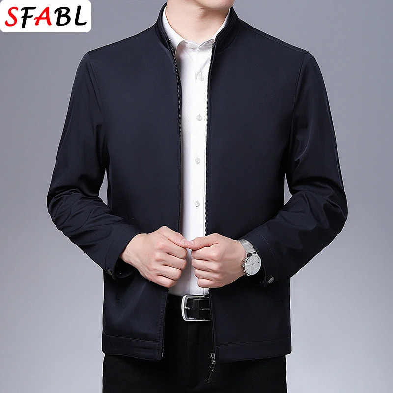 Solid Quality Mens Jacket Business Casual Blazer for Men Zipper Jacket Office Dress Coat Spring Autumn Outerwear 3XL 260306