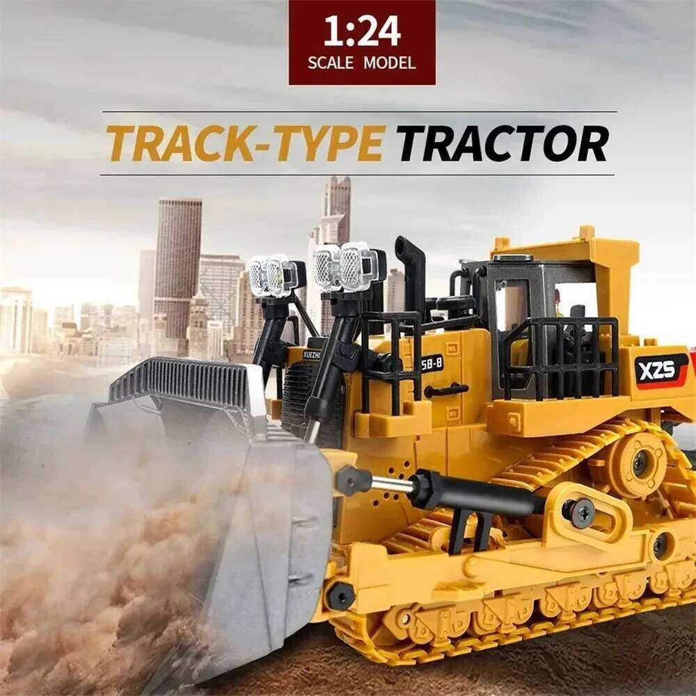 1:24 9CH Multifunctional RC Bulldozer Crawler Type Alloy/Plastic Shovel Engineering Forklift Heavy Excavator toy gifts for kids C260305