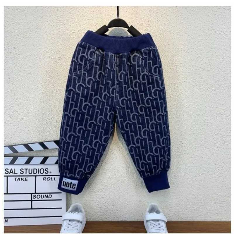 Kids Tracksuits 2Pcs, Boys Denim Patchwork Note Pocket Sweater & Pants Set, Spring Autumn Casual OutfitsT260306