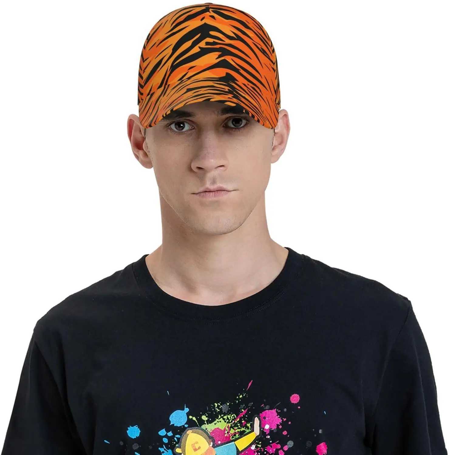 Vibrant Tiger Stripe Print Baseball Cap Hat Baseball Cap Hat Snapback-Hat for Men Boys Girls Hip-Hop Summer Trucker Cap S260306