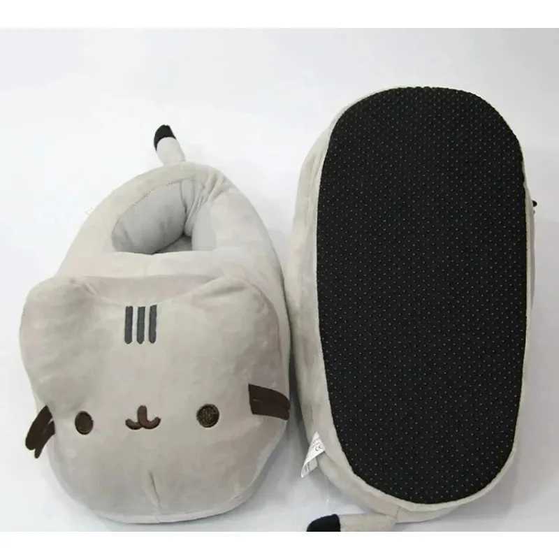 Cartoon Full Covered Cat Slippers Warm Winter Slides Soft Plush Doll Indoor Cute Anime Bedroom Shoes For Man Woman Home Use S260305