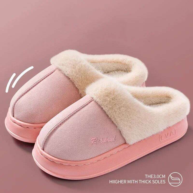 2025 Winter Cozy Fluffy Platform Slippers for Women Plush Cotton Non Slip Indoor Unisex Shoes Comfortable Warm At Home