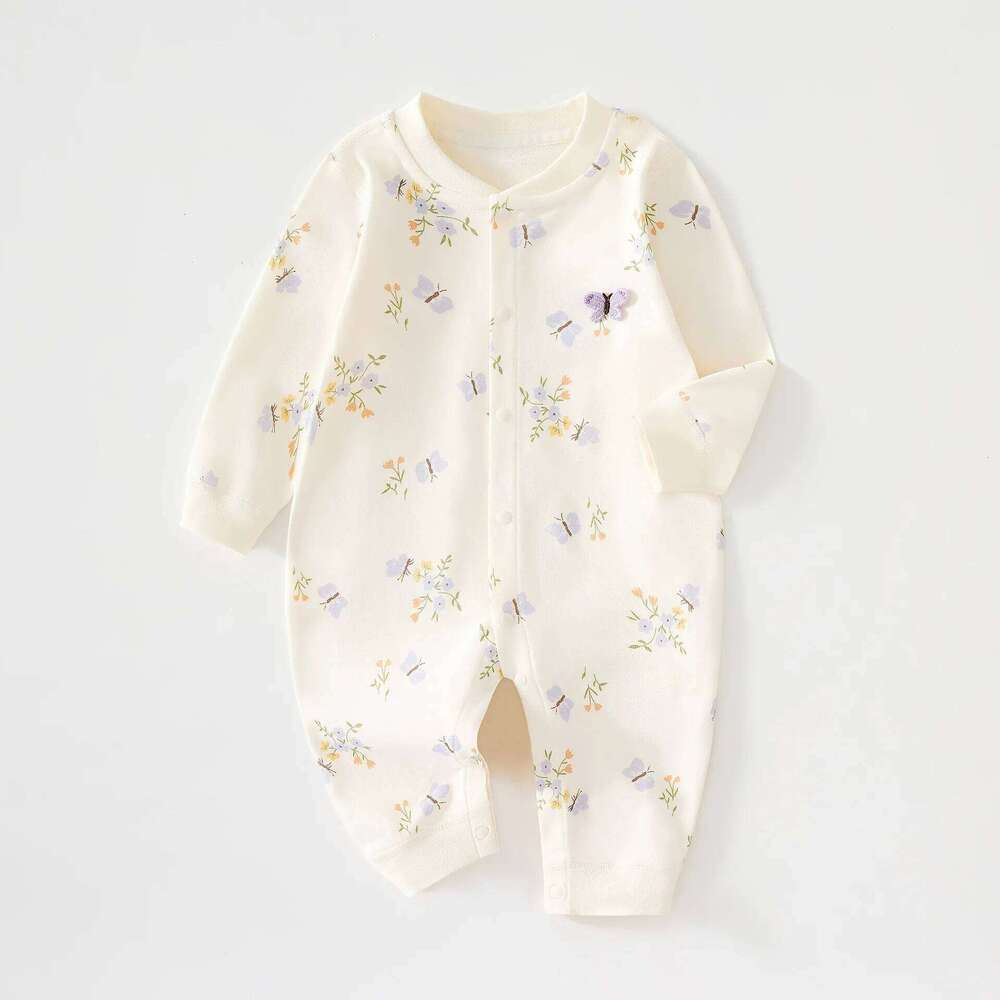 Newborn Four Season Single Breasted Cartoon Cotton High-quality Girl Clothing 0-18 Months Male Baby Jumpsuit Z260306