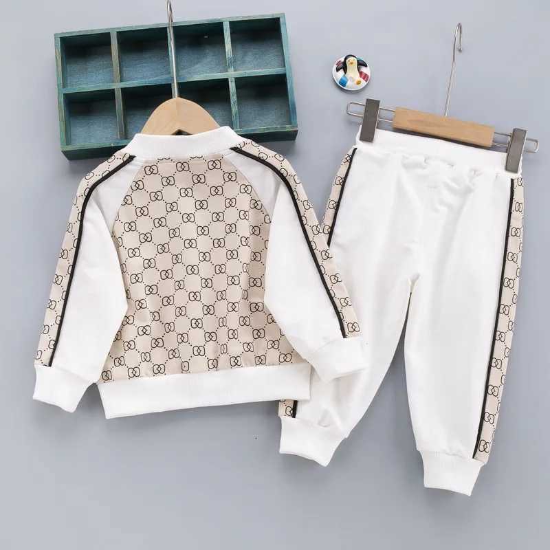 Kids Monogram Tracksuits 2Pcs, Spring Autumn Cotton Baseball Jacket & Pants Set, Toddler Boys Fashion Sports Outfits 2YT260306
