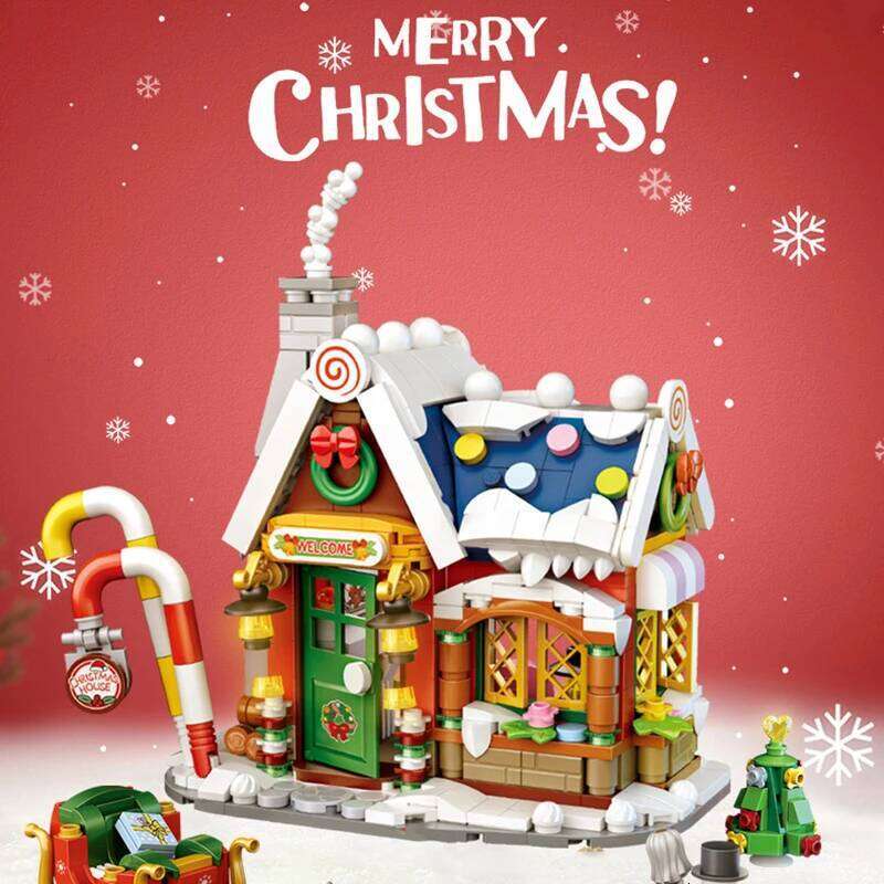Christmas House 3D Model Building Blocks Santa Claus Tree Snowman Sleigh DIY Set Mini Bricks Children's Toys Gifts for Girls Z260306