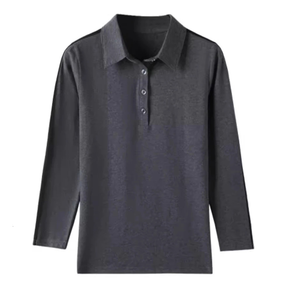 European Station Long sleeved Tshirt Womens Summer Fashion Light Pure Cotton Polo Neck Casual Large Size Loose Top 260228