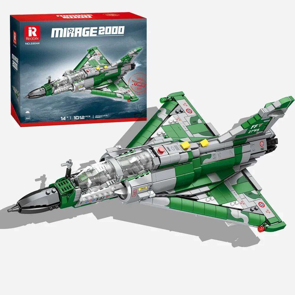 1012PCS Mirage 2000 Fighter Jet Building Blocks Model Military Plane Series Kids Educational DIY Toys Gifts Desktop Ornaments Z260305