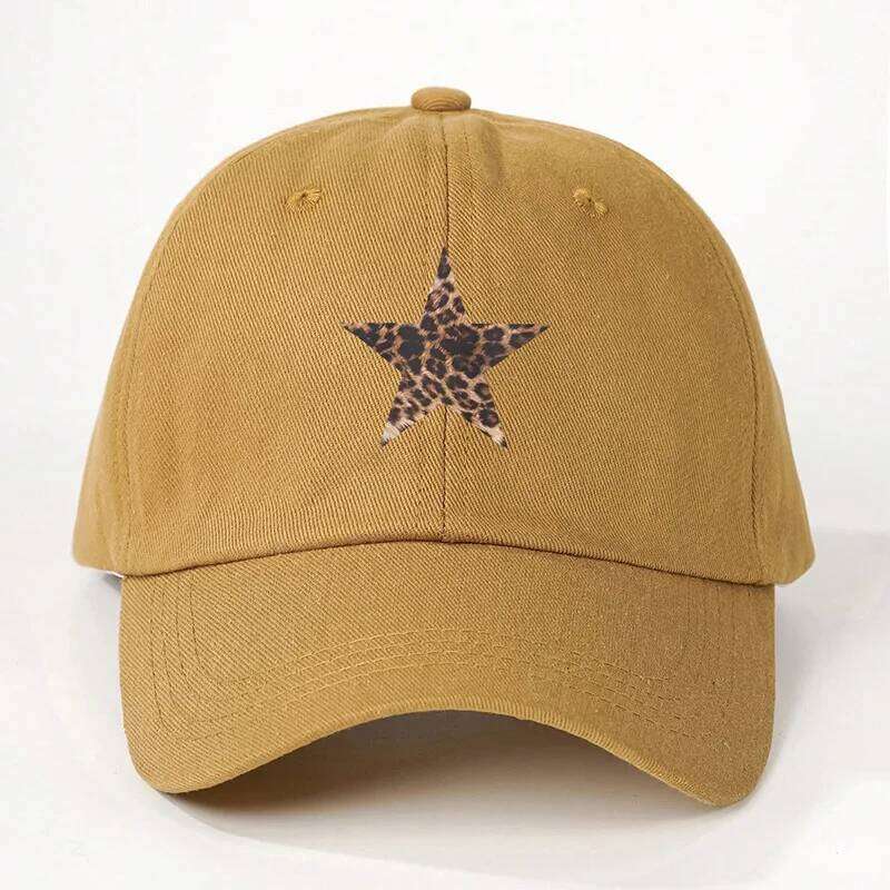Leopard Print Star Soft Cotton Baseball Cap Unisex Adjustable Casual Dad Hats Perfect For Outdoor Active fishing Travel Headwear Y260304