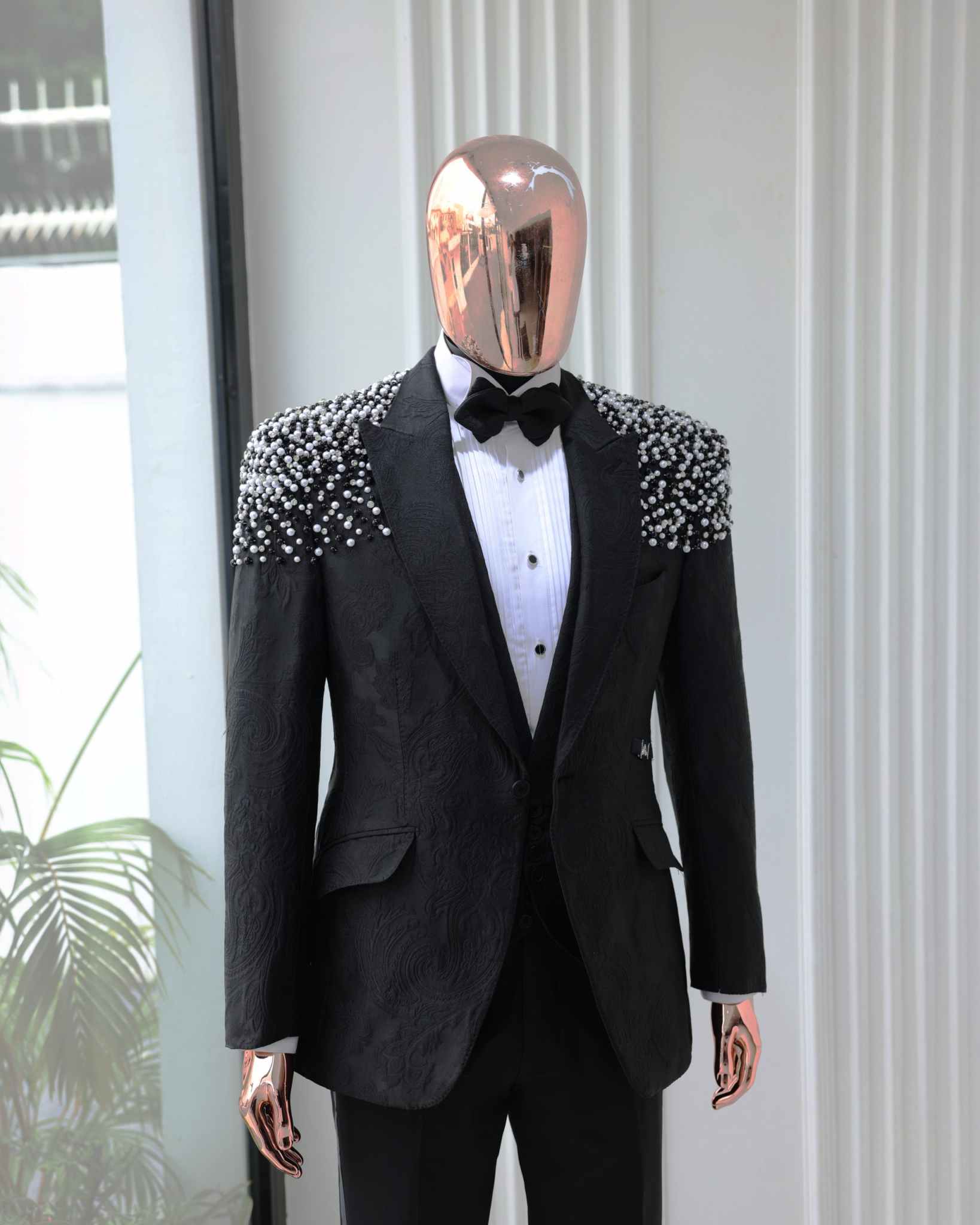 Formal Wedding Tuxedos Jacquard 2 Piece Set Jacket Pant Men Suit Peaked Lapel One Button Groom Business Blazers Customized