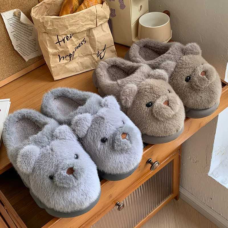 Cotton slippers for women autumn and winter new home indoor cartoon couple plush couple slippers for men S260305