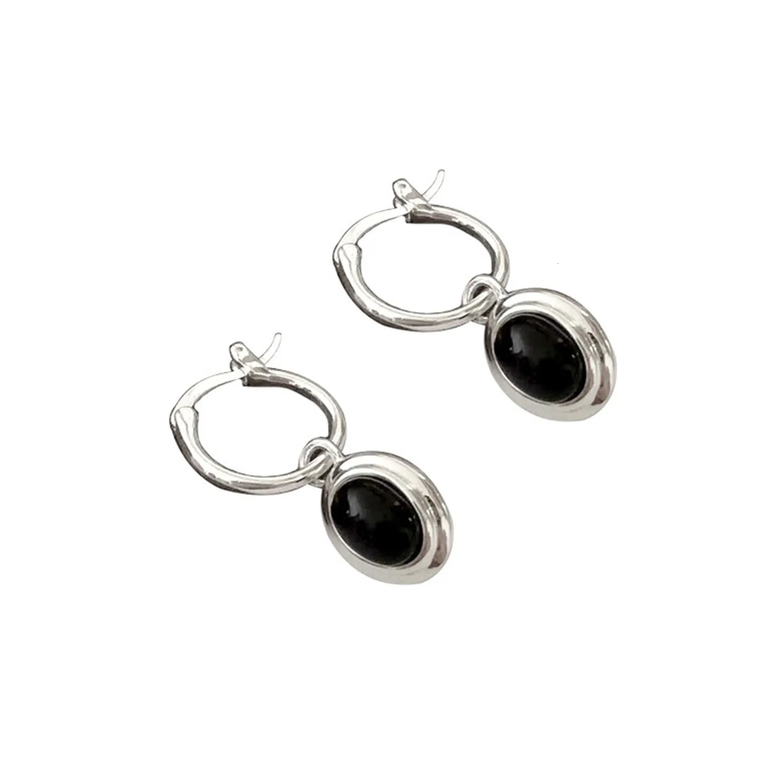 925 Sterling Silver Vintage Gold Round Earrings For Women Black Ball Earring Jewelry Prevent Allergy Party Accessories Gift 260303