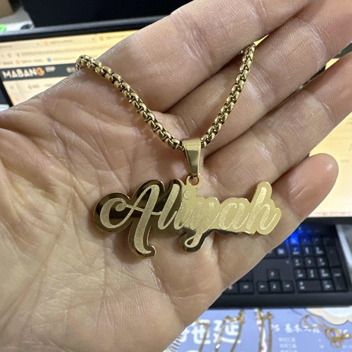 Custom Stainless Steel Engraved Name Bead Chain Necklaces Personalized Removable Gold Color Nameplate Necklace Women Men Jewelry 260302