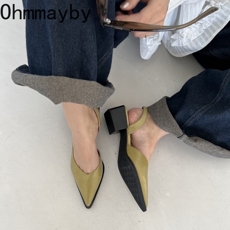Summer Womens Cover Toe Sandals Elegant Shallow Slip On Shoes Comfort Low Heel Dress Street Style Shoes 260305