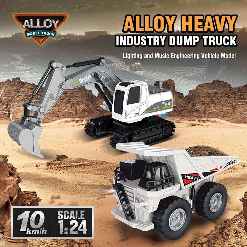 Rc Excavator Bulldozer Truck Toys for Boy 2.4G Remote Control Dumper Engineering Vehicle tractor Crawler Birthday Gift Child C260305
