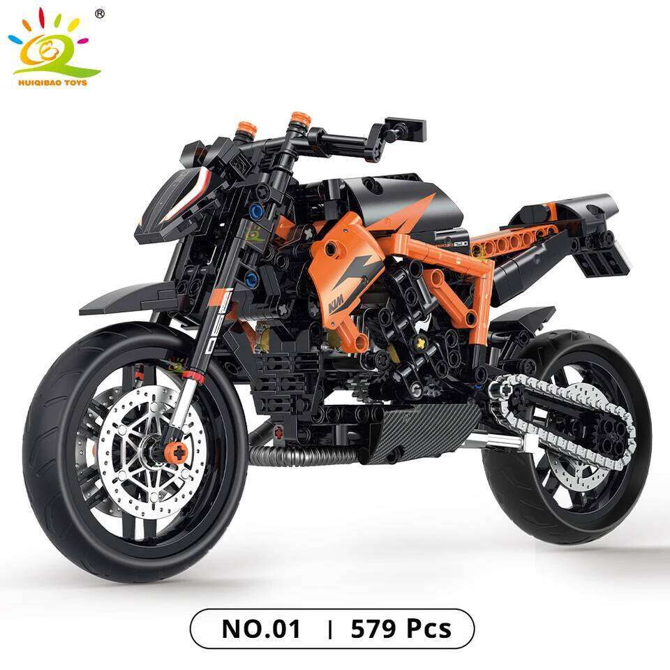 HUIQIBAO 1:8 Classic Motorbike Building Blocks High-tech Model Moto City Racer Bricks Toy for Kid Boy Children Adult MOC Car Set Z260306