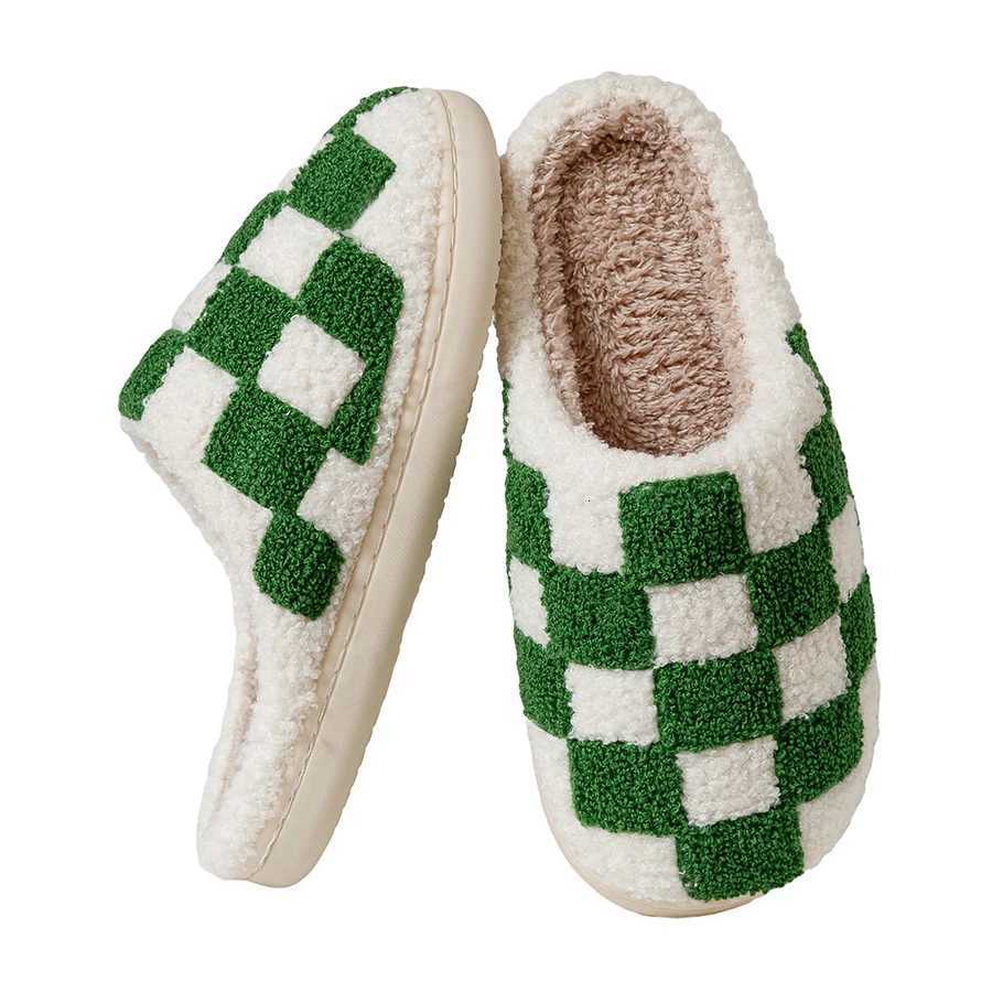 International Checkered Womens Slippers Casual Winter Home Cloudy Soft Sole Breathable Wear Resistant Anti Slip Shoes Girls S260305