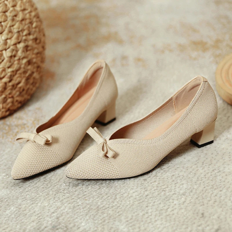 Ladies high heels woven single shoes 260306