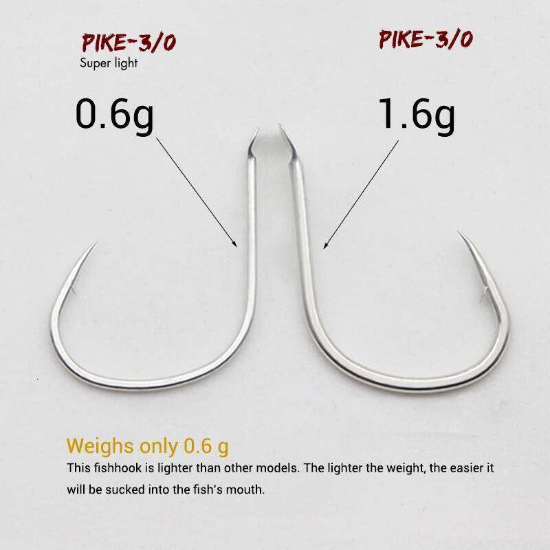 30pcs 2/0 3/0 Super Light Pike Hooks Slow Jigging Slim Jig Fish Hook Fishhook Sea Fishing Accessories Tackle S260305