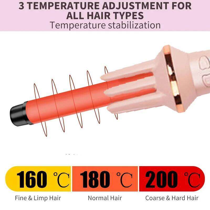 Portable Ceramic Electric Ptc Heating Automatic Rotating Curling Iron Negative Ions Curler Hair Styling Tool 26Y0306