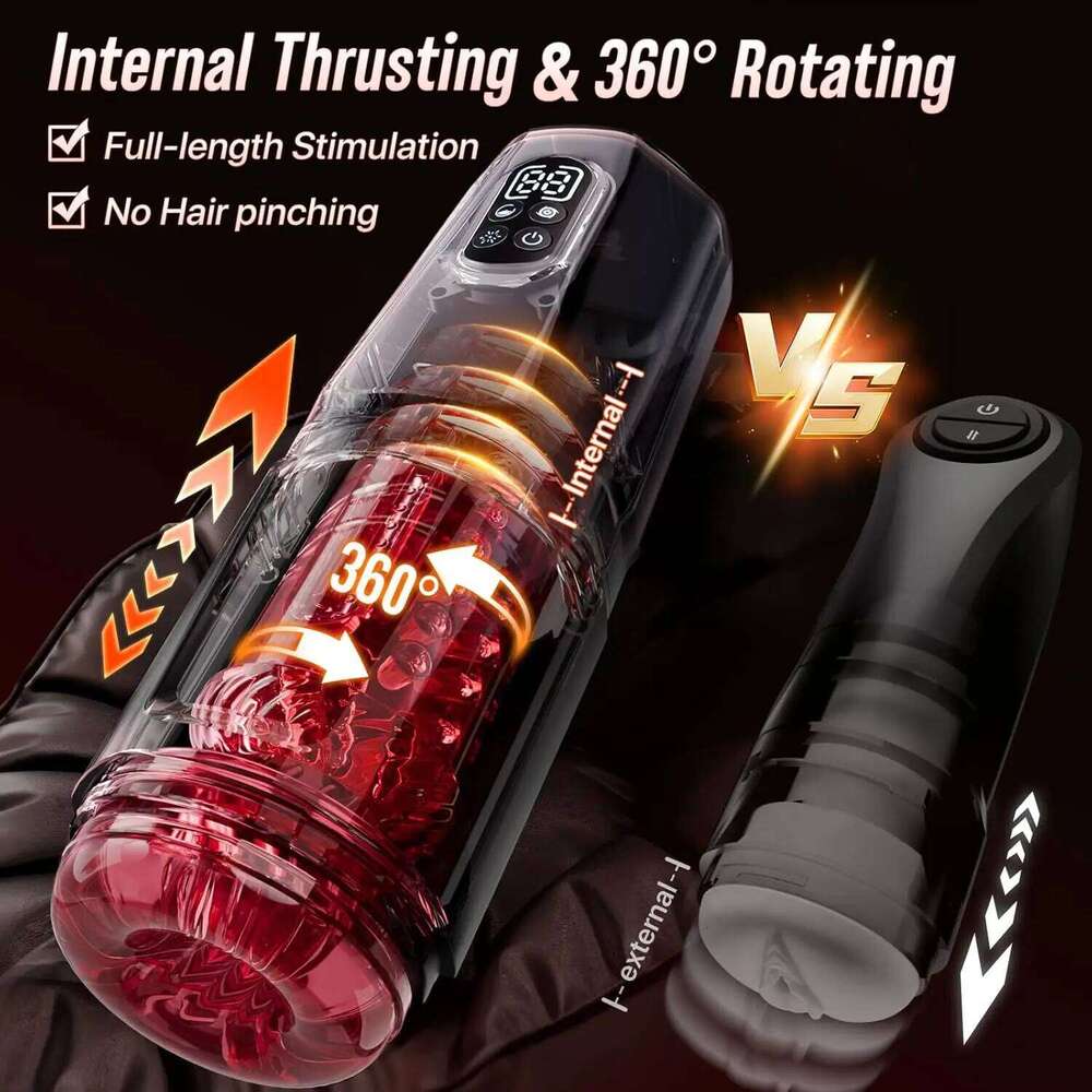 Automatic Masturbator Stroker Adult Toys with Thrusting Rotating 7 Licking Vibrating Modes Hands-Free Sex Machine Pocket Pussy W260305