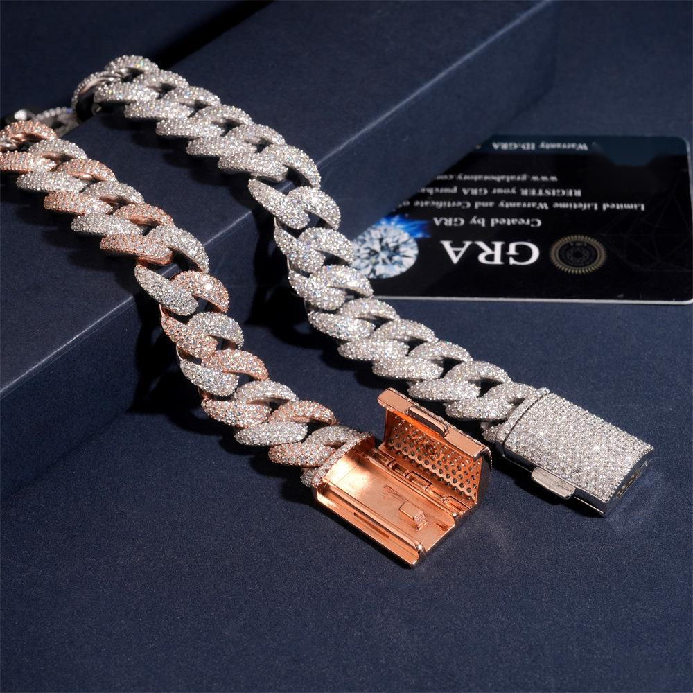 Mens 15mm Full-Encrusted Three-Row Diamond Hip-Hop Cuban Bracelet S925 Silver VVS Moissanite Bestseller