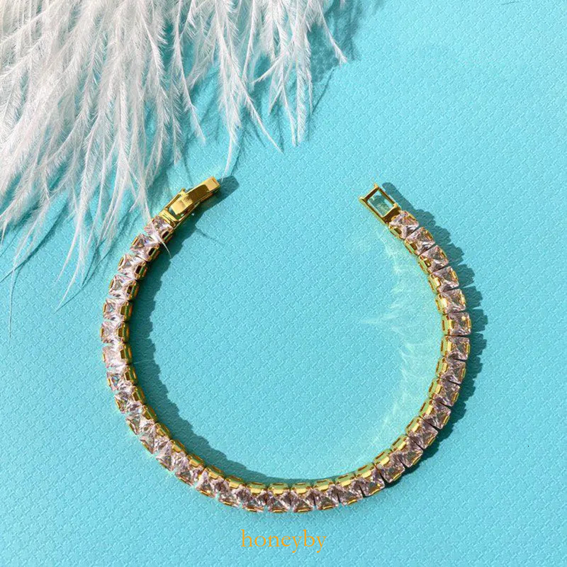 Square Diamond Bracelet Tennis Two Colors Spring Summer 2021 Silver Gold No Box