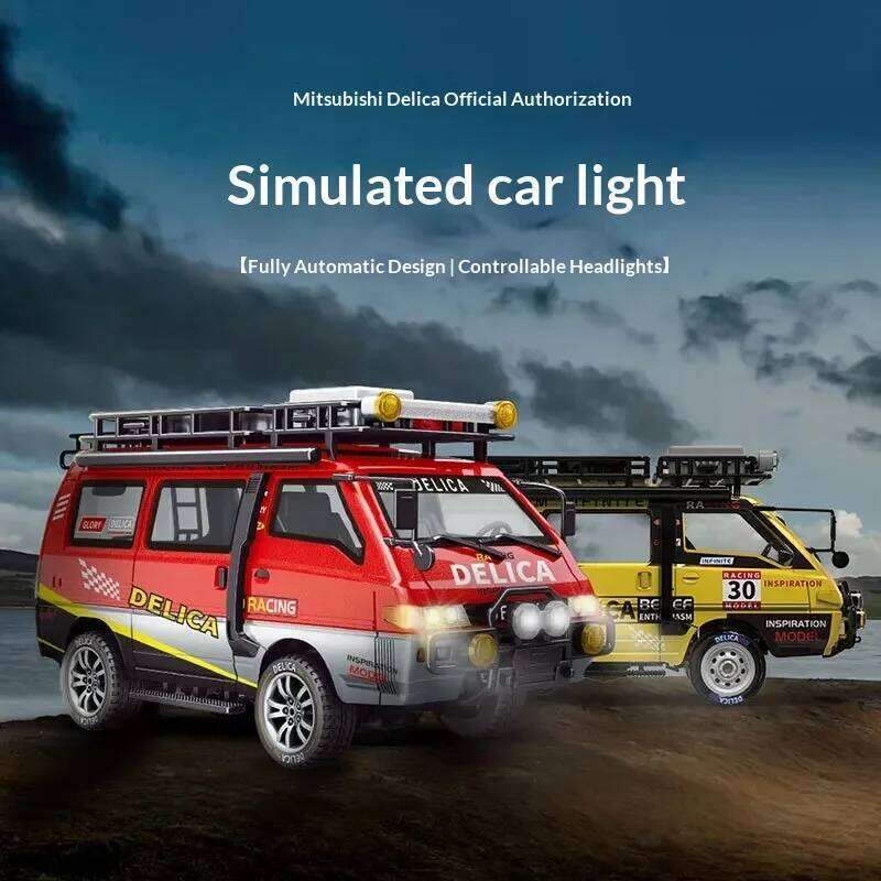 New Mitsubishi DeLica 1/24 Four-Wheel Drive Breadvan Simulation Model Car Children's Toy Remote Control Vehicle Collectible C260305