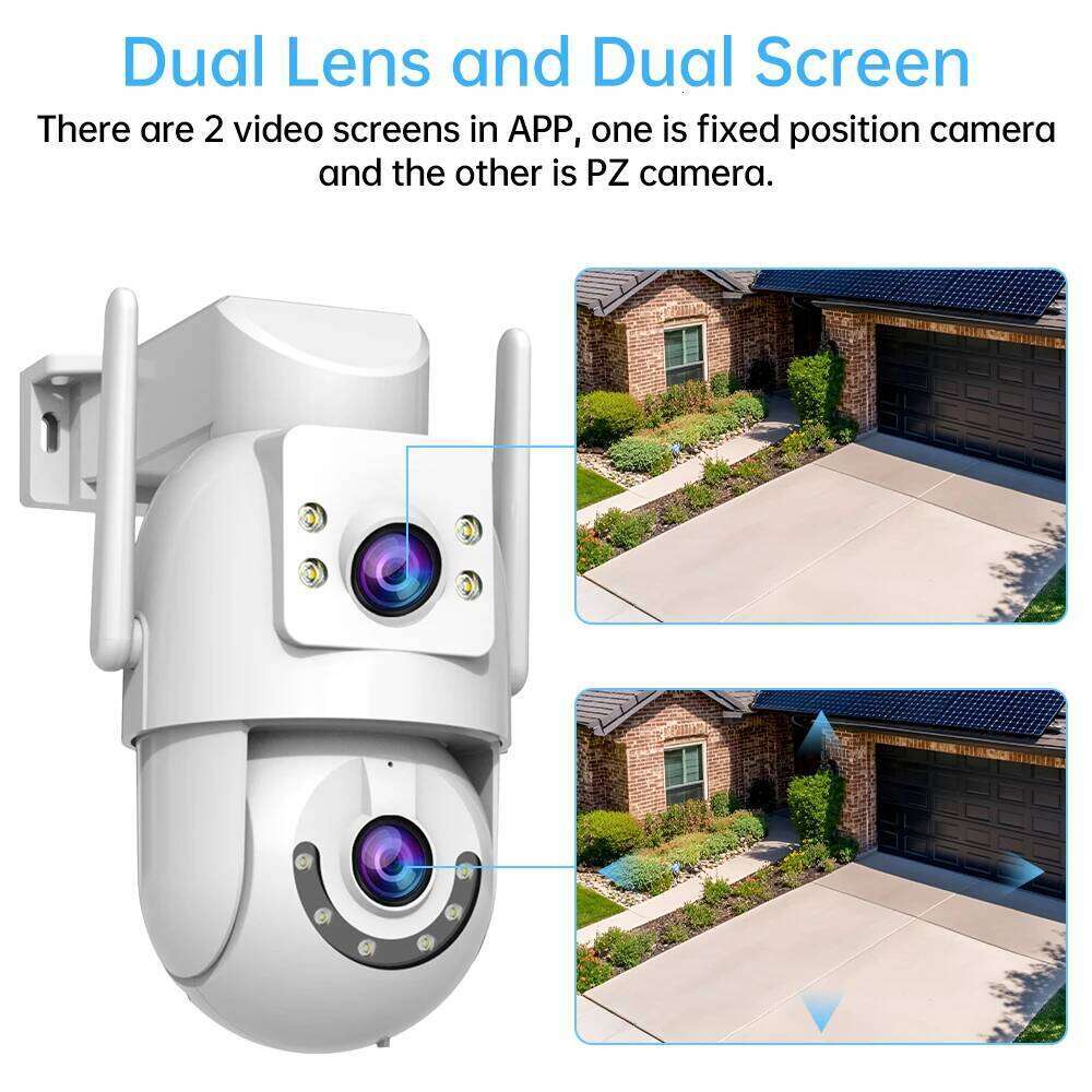 Jooan 5K 8MP Lens Dual Screen IP Wifi PTZ Camera Outdoor AI Auto Tracking CCTV HD Audio Video Surveillance 26W0306