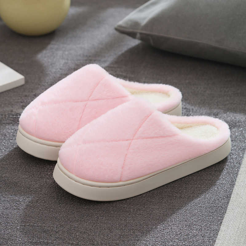 Plush Cotton Slippers for Women Autumn and Winter 2025 New Style Non-Slip Indoor Home Thick Sole Warm Cotton Slippers for Men Winter S260305