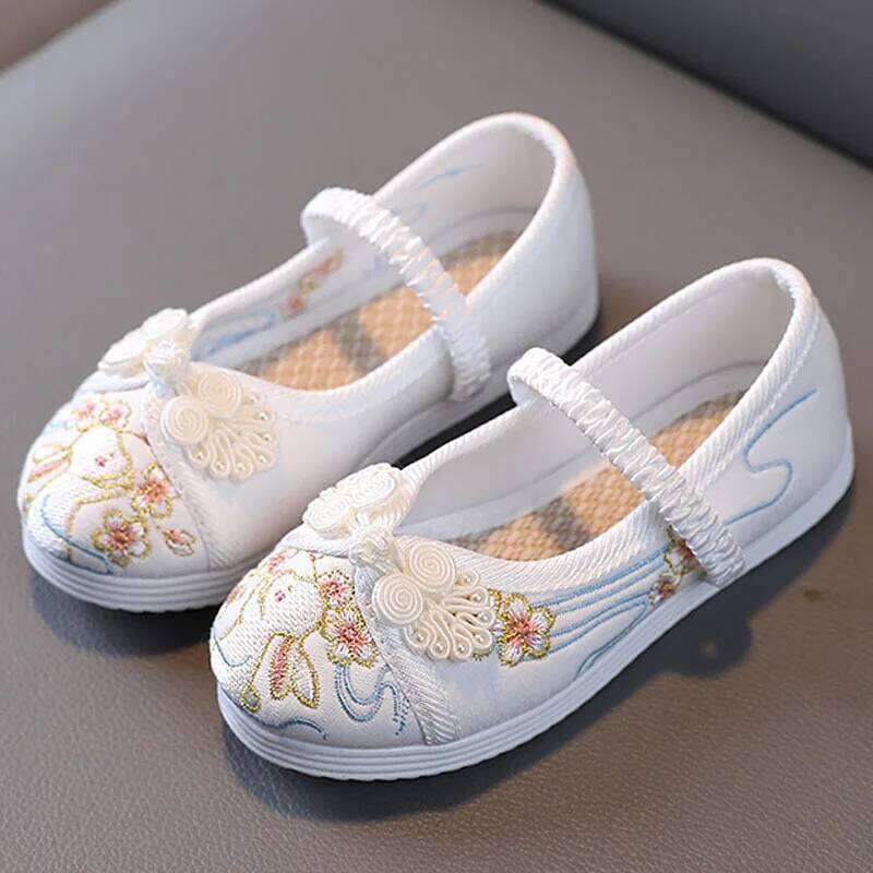 New Girls Flats Embroidery Cloth Kids For Baby Girl Loafers Chinese Style Festival Party Princess Shoes CSH1436 26H0306
