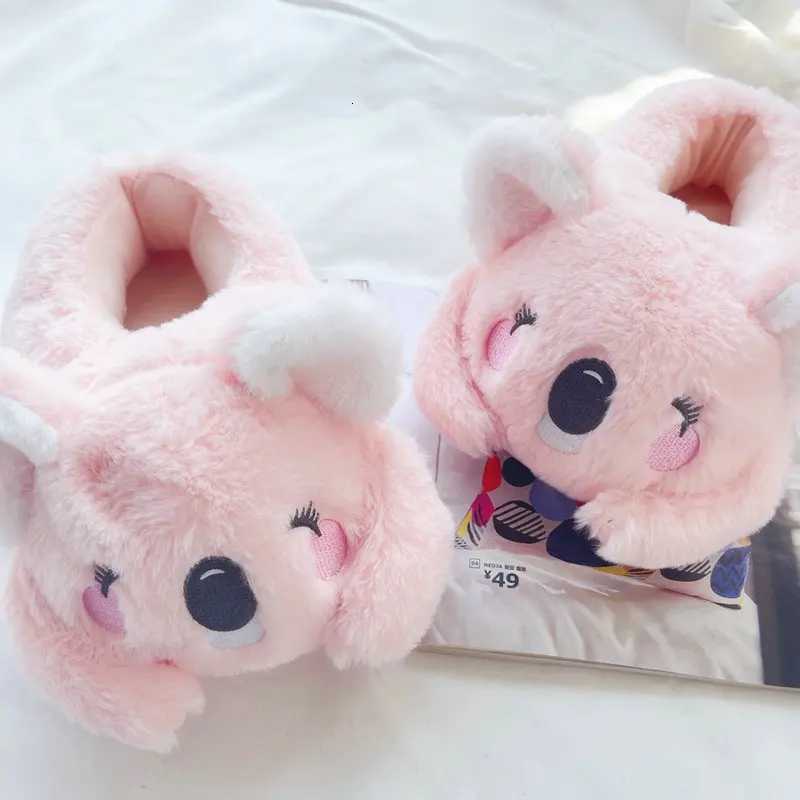 Cute Pink Gray Koala Cartoon Animal Plush Slippers Female Winter Warm Koala Home Woman Slipper S260305