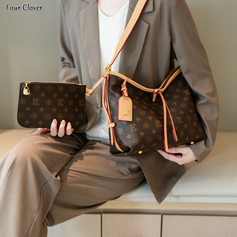 High-end handbag, new large-capacity shoulder crossbody bag, retro-fashion printed mother-daughter bag, designer shoulder bag, simple casual underarm 