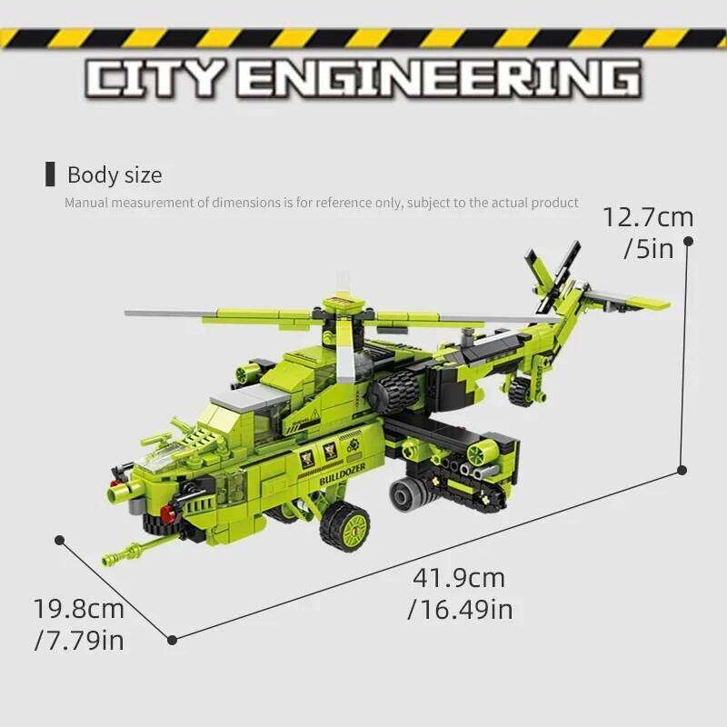 8 in 1 Mi 28 Armed Helicopter Building Blocks City Engineering Vehicle Deformation Bricks Boys Toy Holiday Gifts For Children Z260305