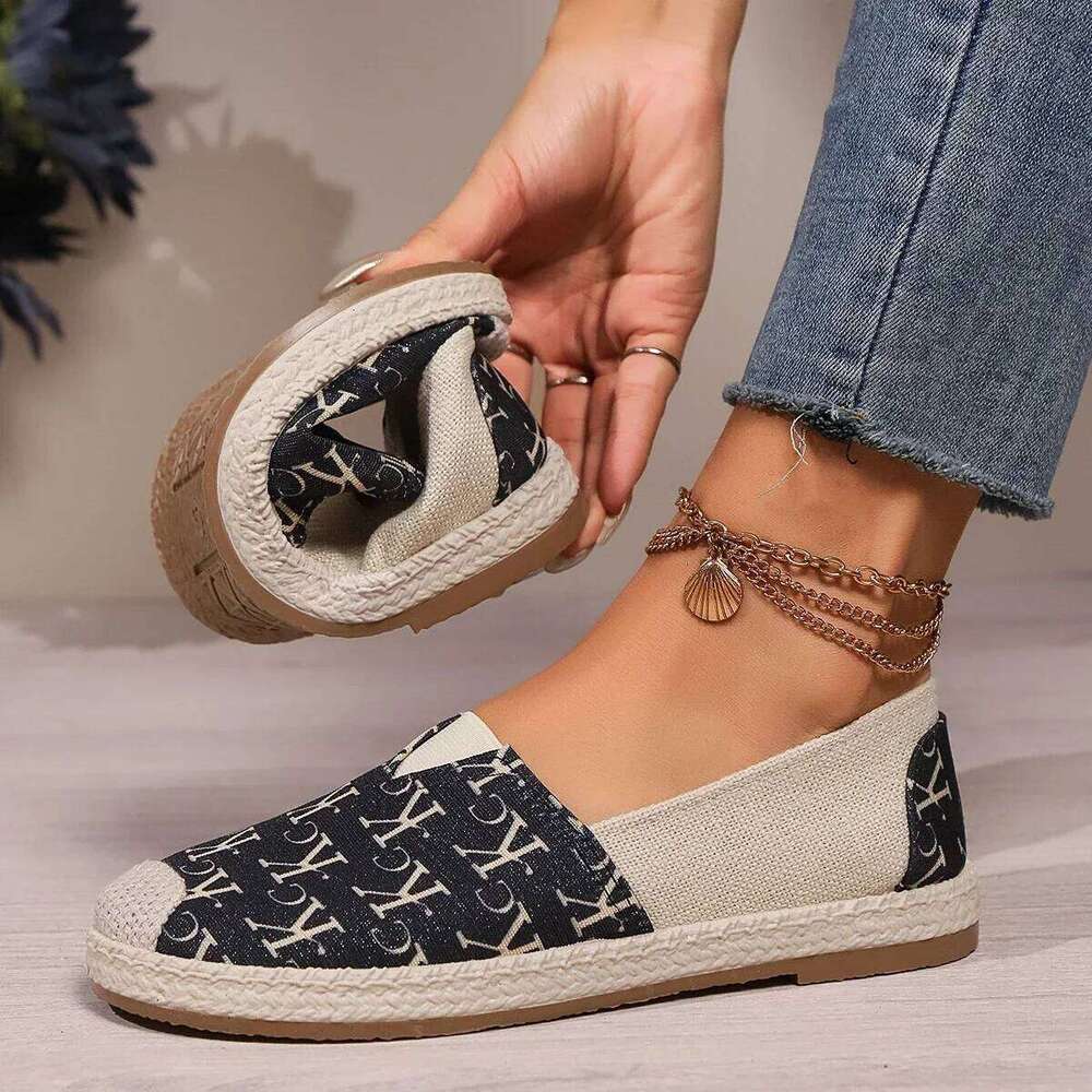 2025 Spring Women's Handmade Lace Flats Cloth Breathable Comfortable One-pedal Casual Shoes Soft and Non-slip Soles