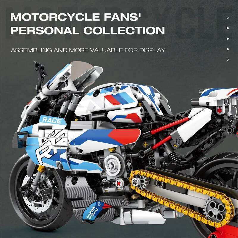 949PCS Super Motorcycle Building Blocks With Parking Rack Racing Model Bricks Desktop Display Ornaments Children's DIY Toy Gifts Z260305