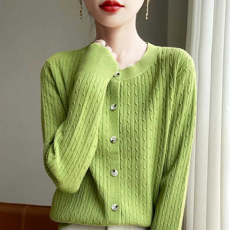 Autumn And Winter Fashion Knitted Cardigan Button Sweater Round-Neck Comfortable Long-Sleeved Sweater For Women RY416 M260306