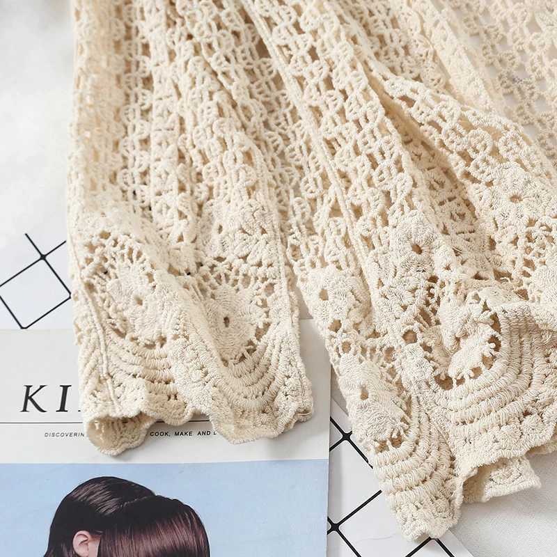 Open Lace Cardigan Crocheted Hollow Out Shrug Female Casual White Flower Floral Open Stitch Women Sweater Loose Knitted Outwear M260306