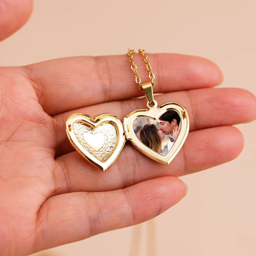 MaiLun 1pc Custom Po Heart Locket Pendant Necklace Women Necklace Personalized Souvenir Gift 260302
