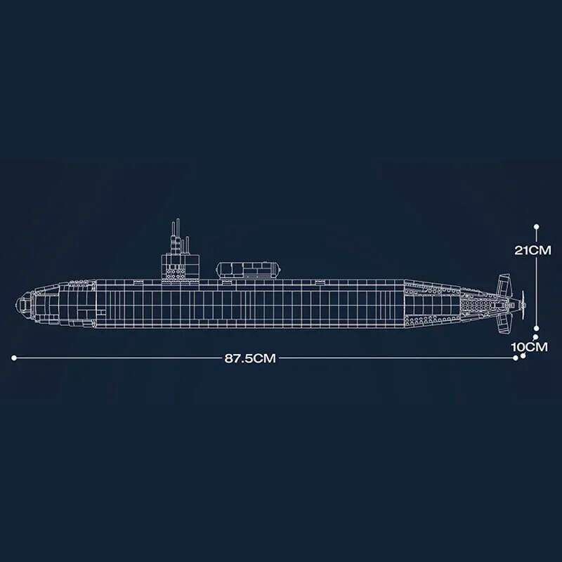 33049 2988pcs Military Los Angeles-class SSN Building Blocks Assembling MOC Nuclear Submarine Bricks Children's Toys Gift Set Z260306