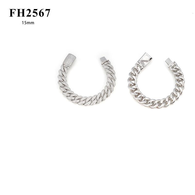 Best-selling 15mm mens S925VVS moissanite hip-hop iced-out Cuban fashion bracelet with bent buckle design