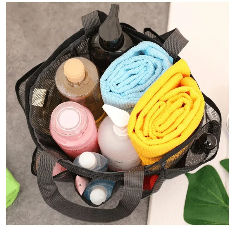 Portable Mesh Shower Caddy Tote Beach Bag Travel Storage Wash Bag Swimming Bath Bag Suitable for Outdoor Camping Quick Dry Tote 260303
