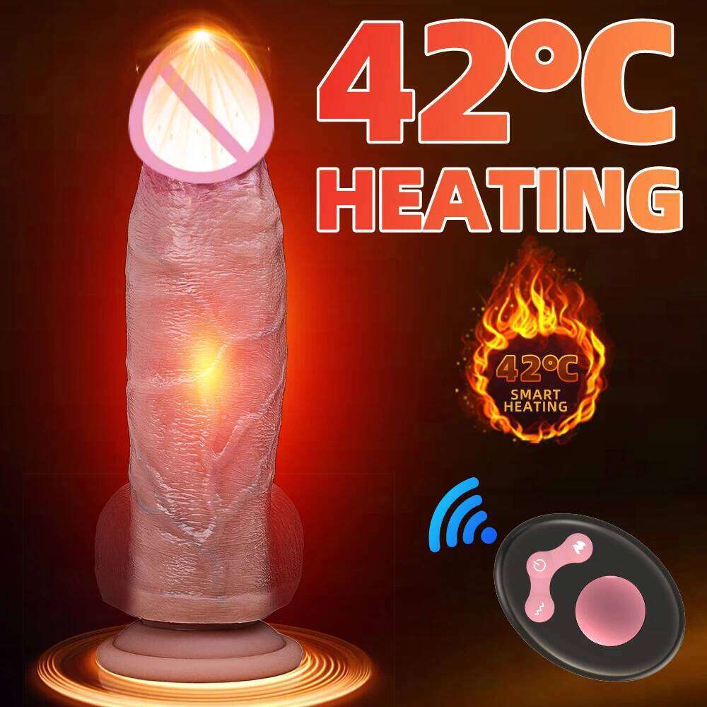 Huge Big Soft Vibrator Heating Realistic Dildo for Woman Men Wireless Telescopic Dick Masturbator Penis G Spot Vagina Anal W260305
