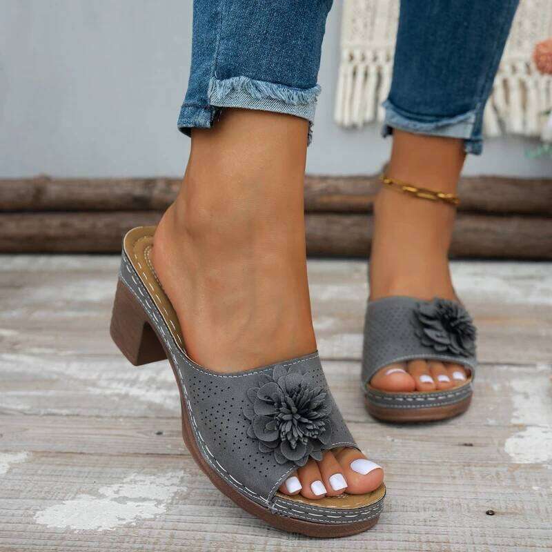 2025 New High Heels Slip on Summer Casual Comfortable Shoes Women Elegant Low Platform Sandals Sandalias