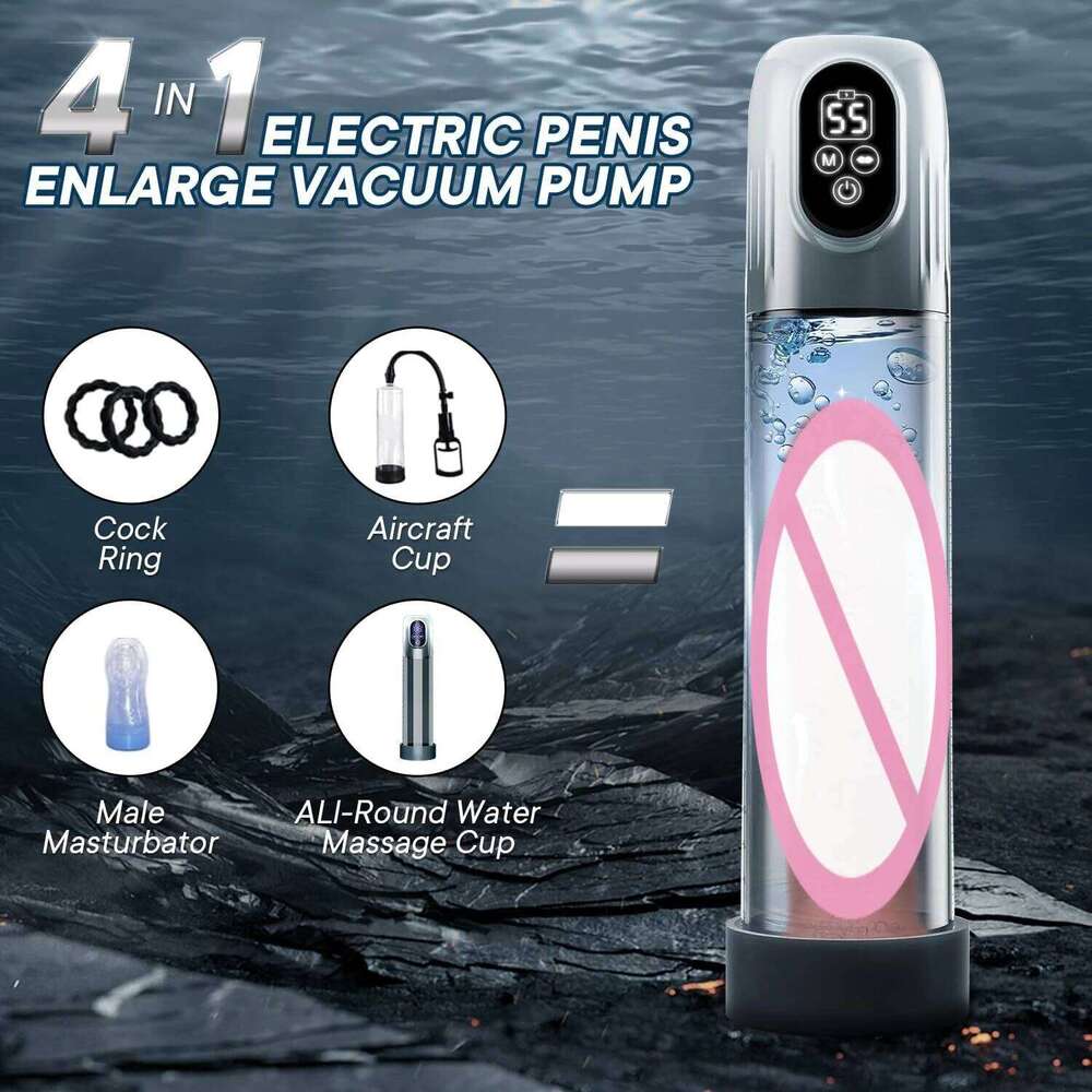 LCD Electric Penis Automatic Male Masturbator Vacuum Pump with 4 Training Pressure & 5 Suction Modes Adult Sex Toy for Men W260305