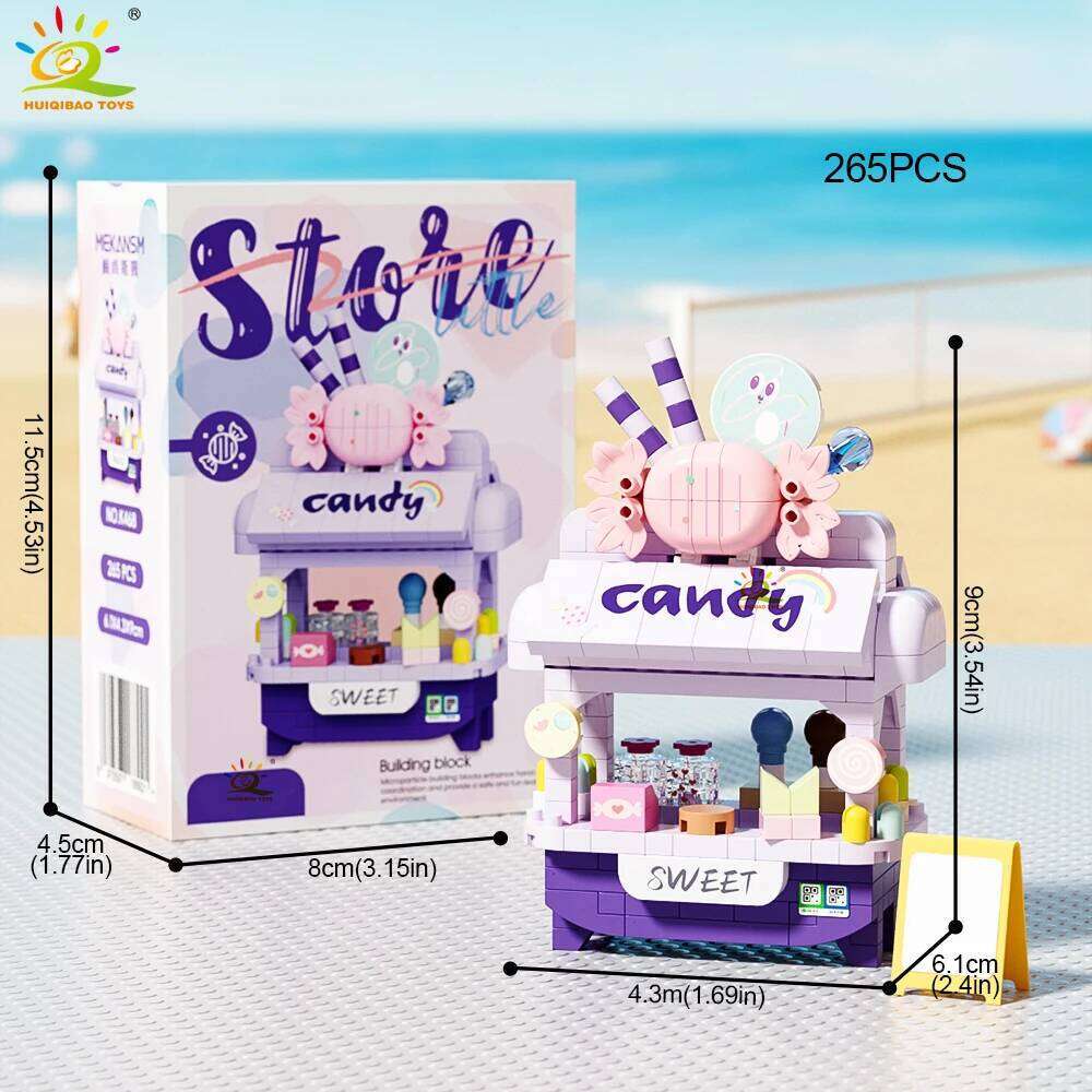 HUIQIBAO Cute MOC Dessert Street Shop model Micro Building Block Flower Model Mini Brick Toy for Children Desk Home Decoration Z260306