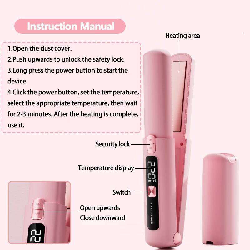 Mini Straightener Curler Wireless Portable USB Charging Dormitory Salon Tool Hair Styling Accessories Travel Use 26Y0306