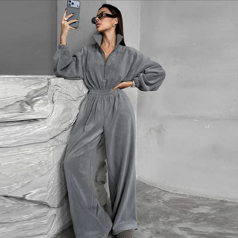 Vintage Dark Grey Cotton Linen Pants Set Women Full Sleeve Elastic Waist Lapel Collar Zipper Coat Suits Lady Daily Commute Wear 260305
