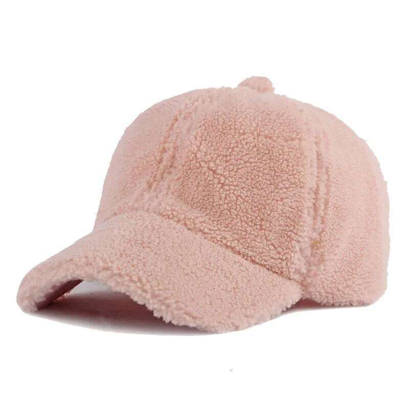 Autumn Winter Women Artificial Lamb Wool Hats Keep Warm Plush Caps Spring Baseball Cap Solid Sunshade Y260304
